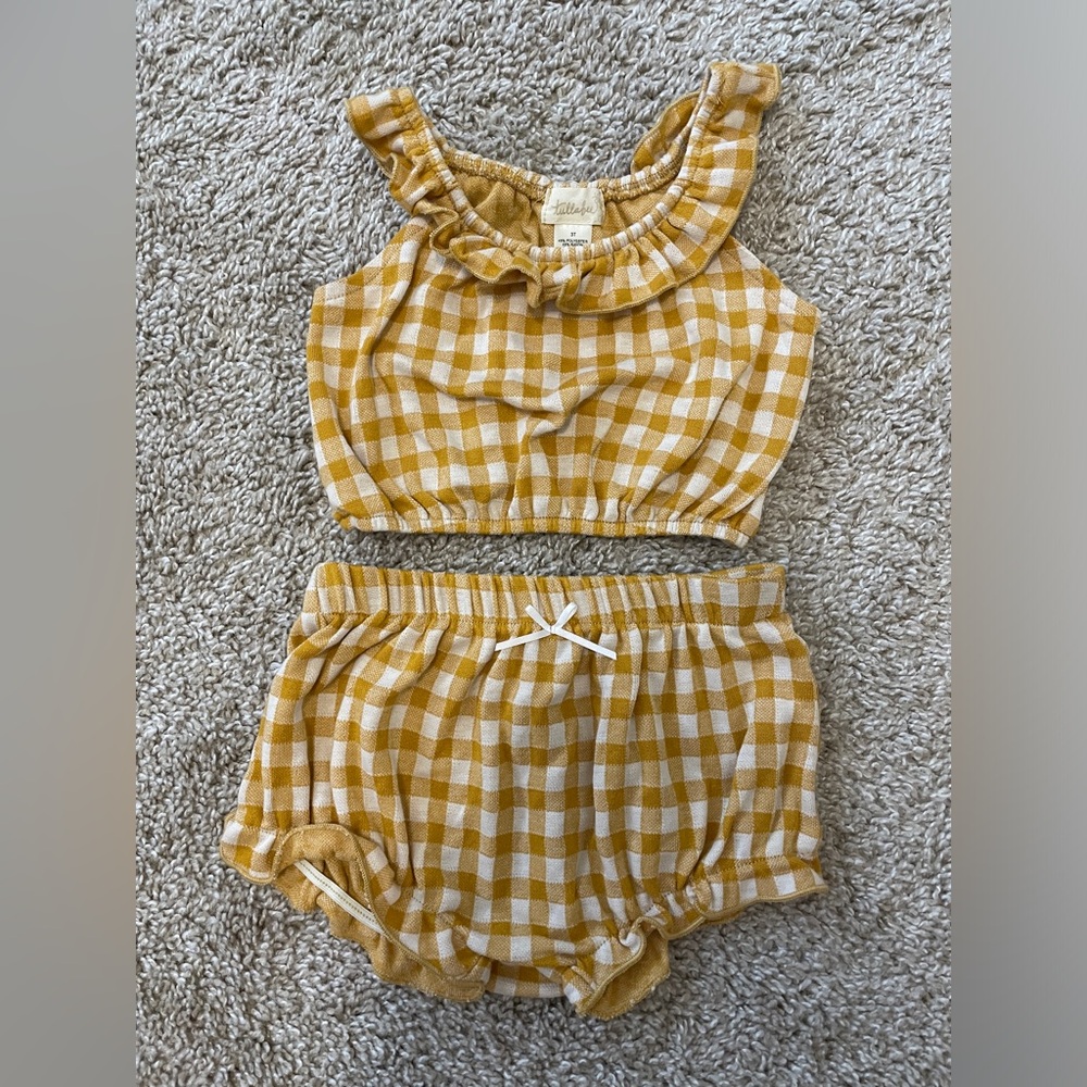 Gingham Ruffle Top and Diaper Cover Set